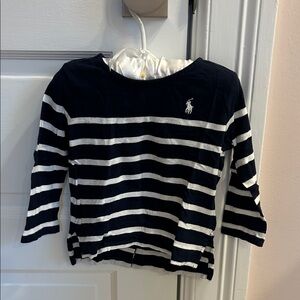 Ralph Lauren Kids Navy and White Striped Long Sleeve Tee